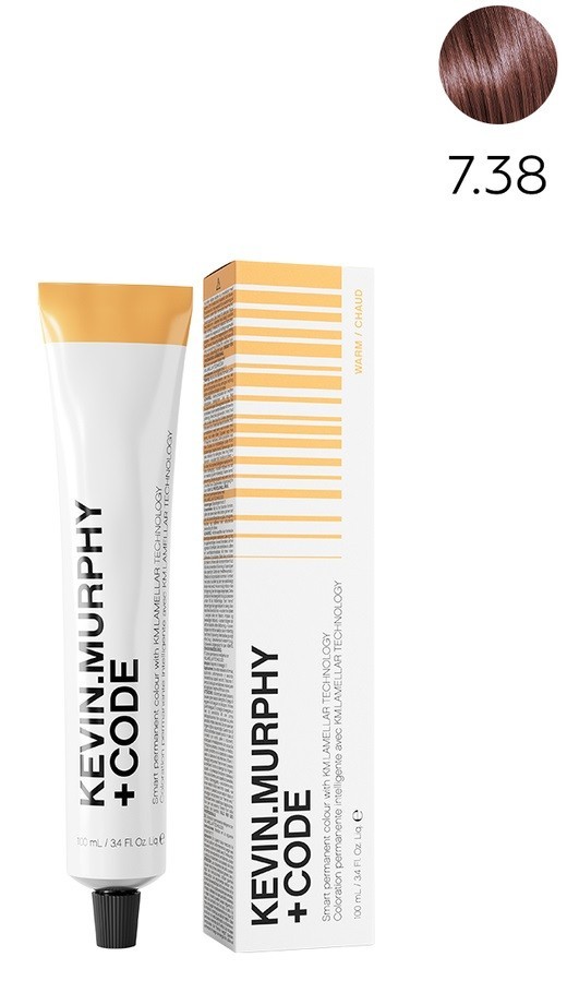 K.M+Code 7.38 7GV Medium.Blonde.Gold.Violet Краска для волос 100 мл Smart Permanent Colour Lamellar Technology